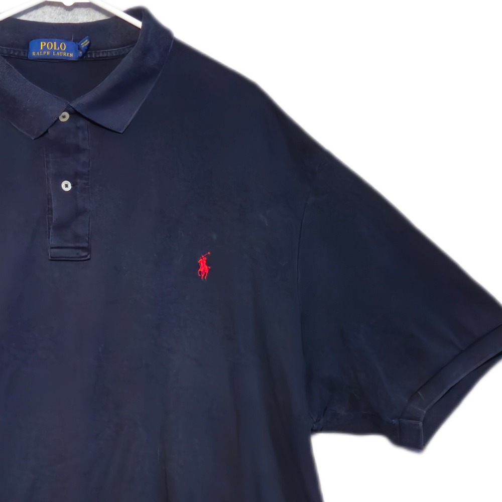 Polo Ralph Lauren Polo Shirt Mens 3XB Navy Blue Short Sleeve Cotton Mesh Logo
